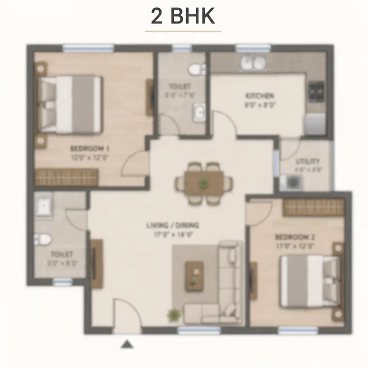 Brigade WTC Devanahalli 2 BHK floor plan layout