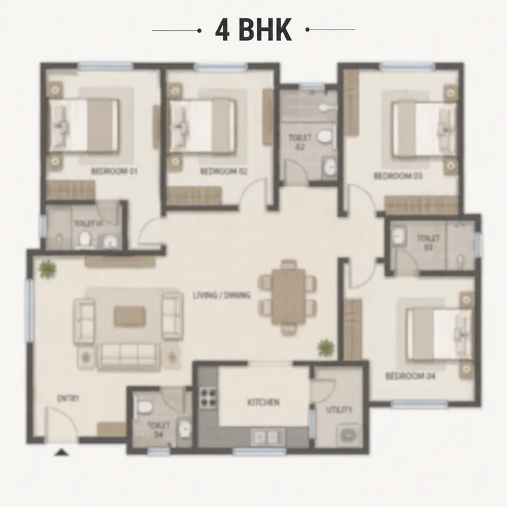 Brigade WTC Devanahalli 4 BHK floor plan layout